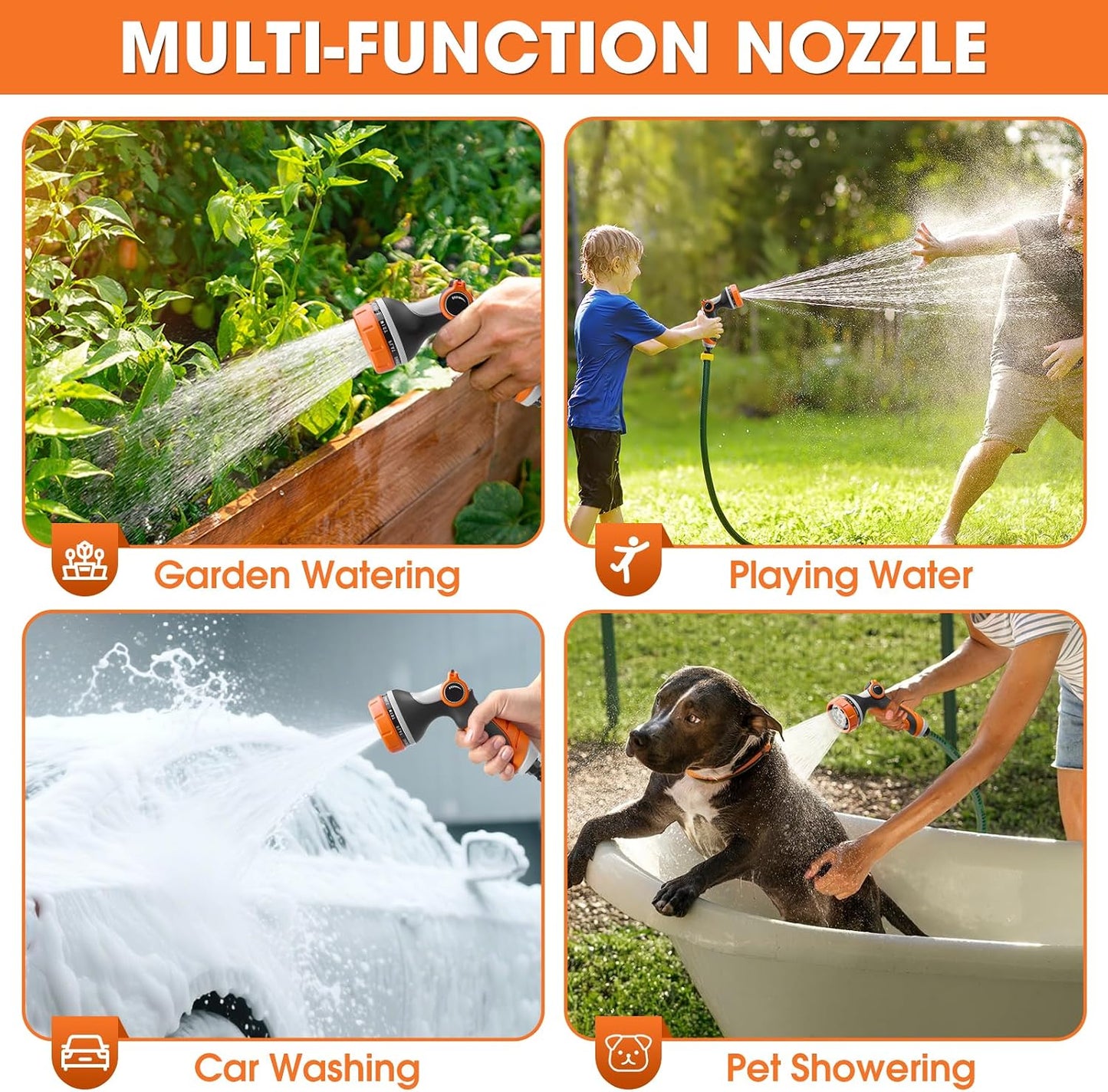 Garden Hose Nozzles,Hose Spray Nozzle with Adjustable 10 Watering Patterns
