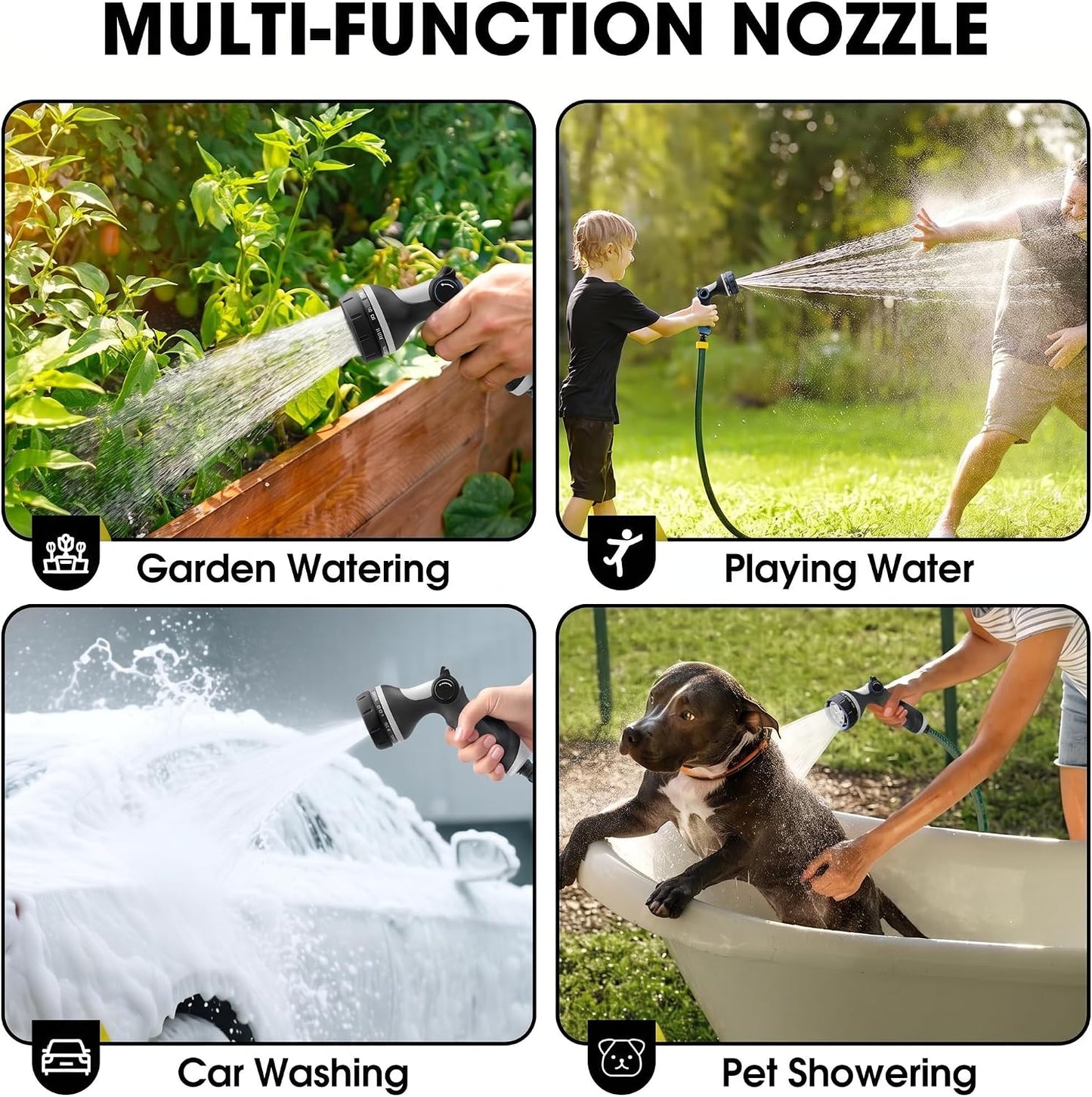 Garden Hose Nozzles,Hose Spray Nozzle with Adjustable 10 Watering Patterns