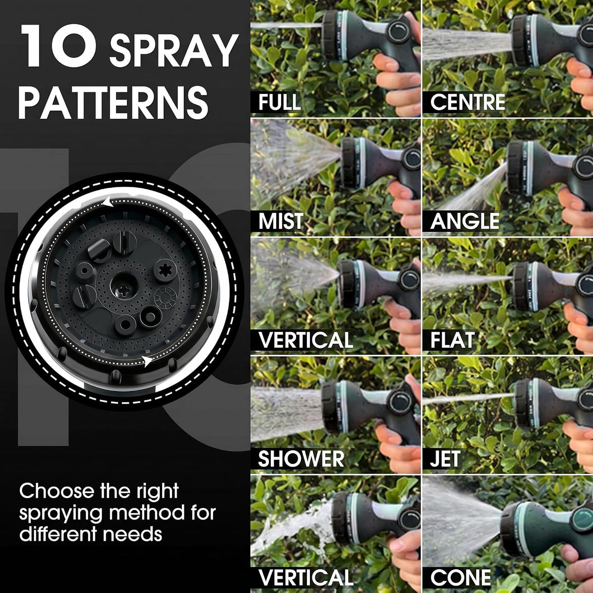 Garden Hose Nozzles,Hose Spray Nozzle with Adjustable 10 Watering Patterns