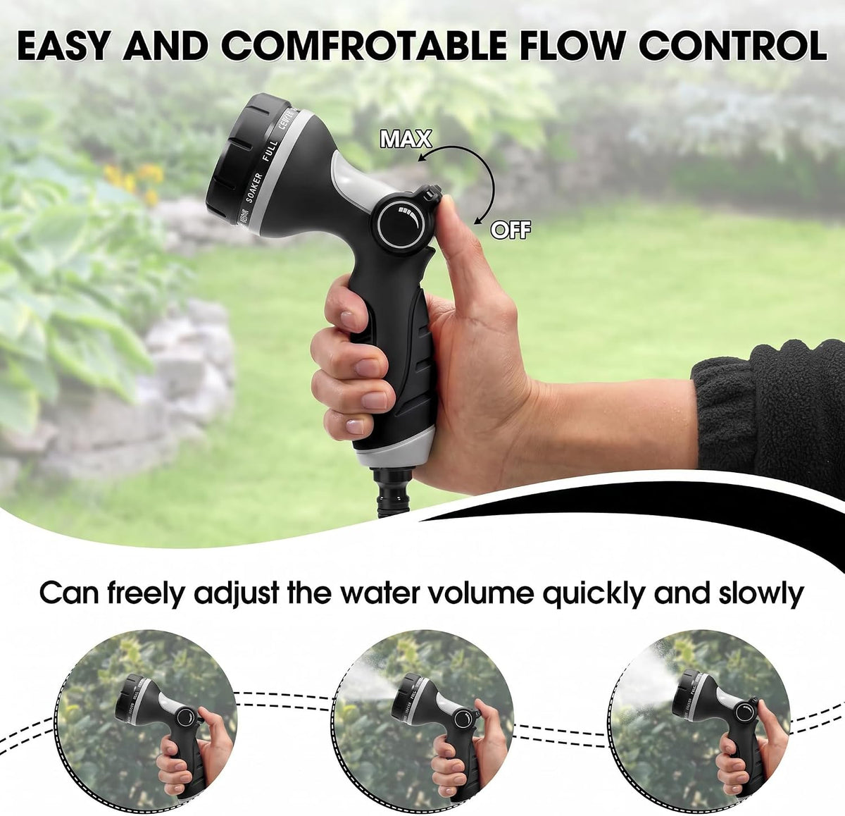 Garden Hose Nozzles,Hose Spray Nozzle with Adjustable 10 Watering Patterns