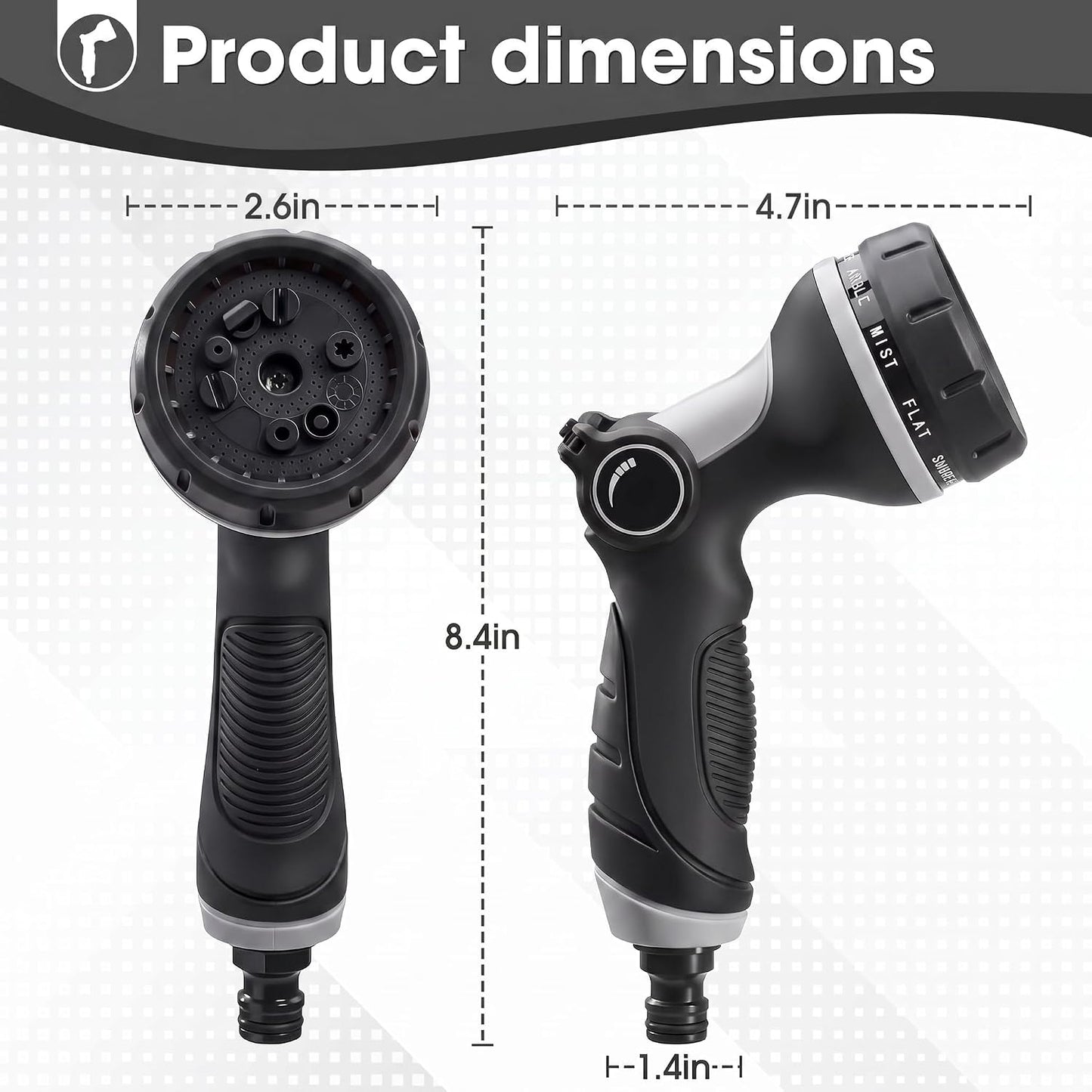 Garden Hose Nozzles,Hose Spray Nozzle with Adjustable 10 Watering Patterns