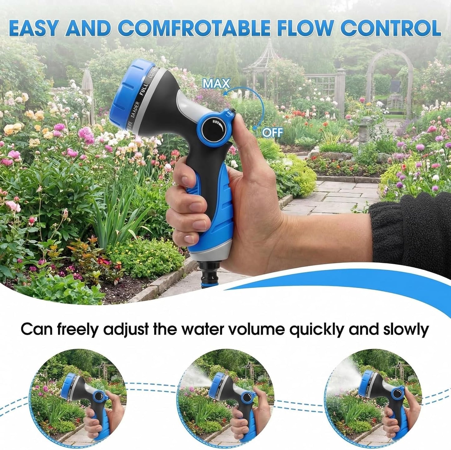 Garden Hose Nozzles,Hose Spray Nozzle with Adjustable 10 Watering Patterns