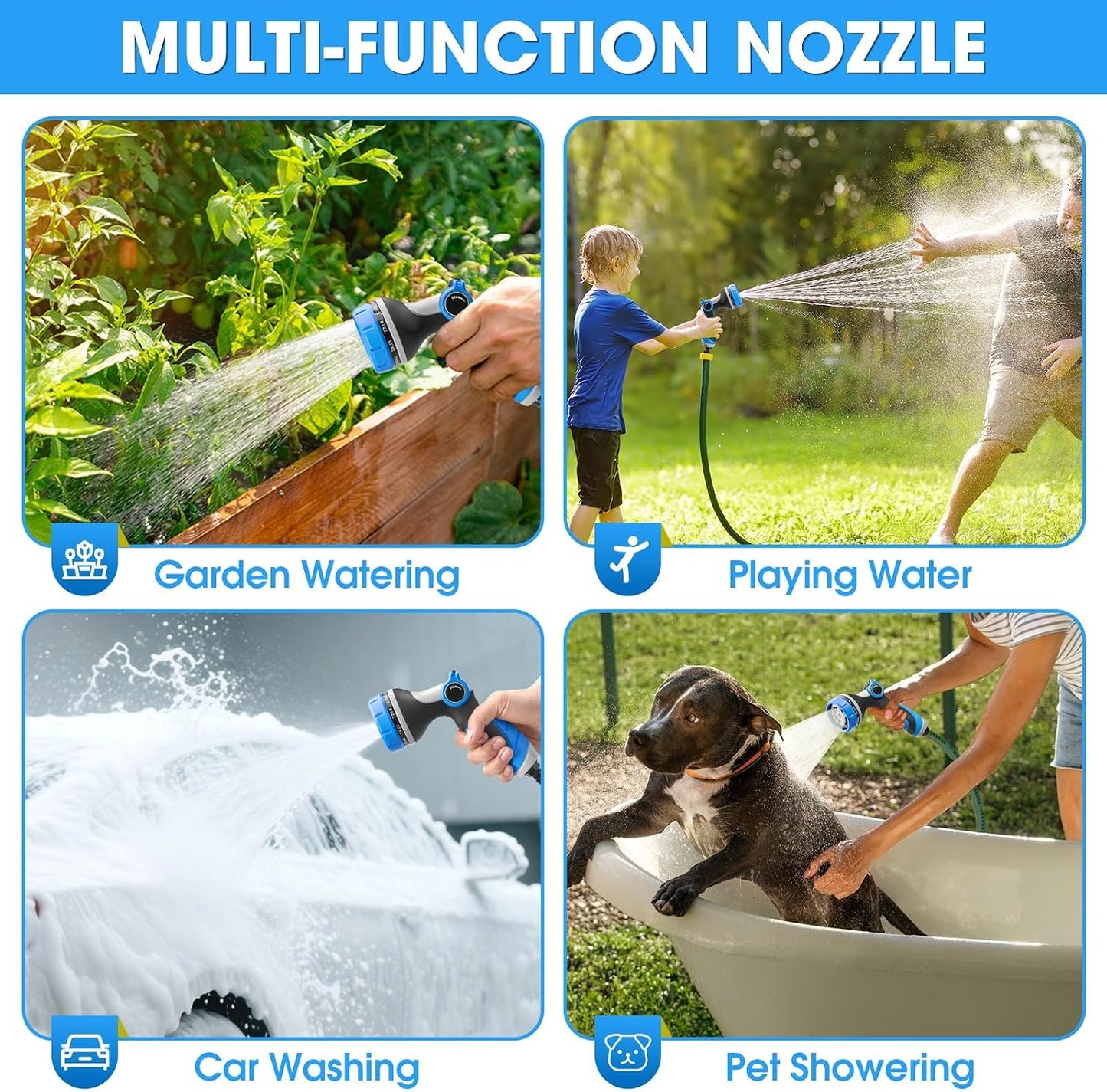 Garden Hose Nozzles,Hose Spray Nozzle with Adjustable 10 Watering Patterns