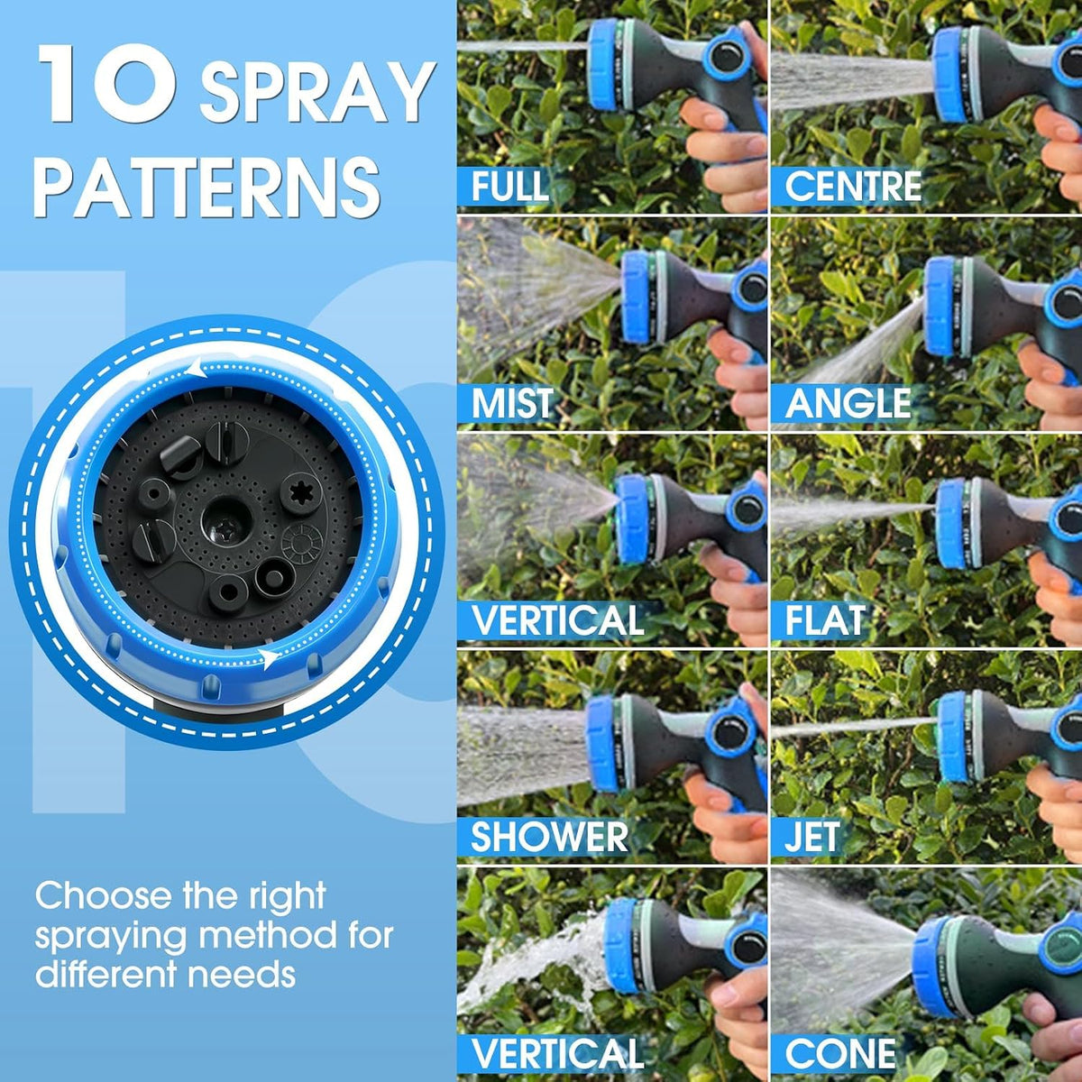 Garden Hose Nozzles,Hose Spray Nozzle with Adjustable 10 Watering Patterns
