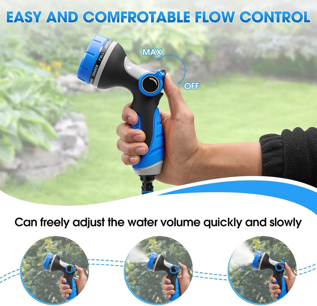 Garden Hose Nozzles,Hose Spray Nozzle with Adjustable 10 Watering Patterns