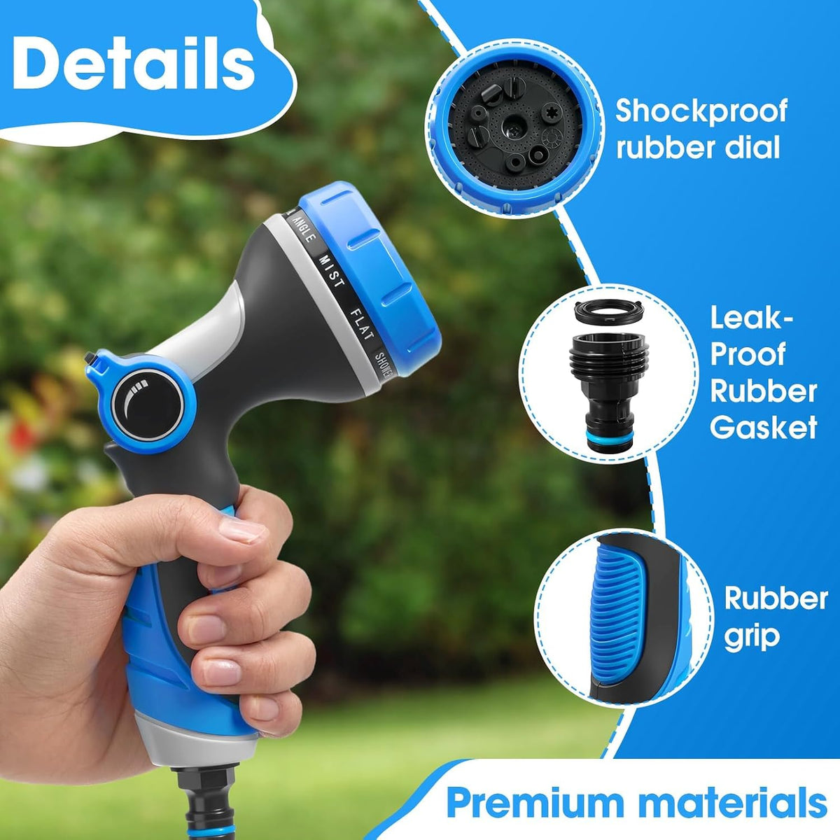 Garden Hose Nozzles,Hose Spray Nozzle with Adjustable 10 Watering Patterns