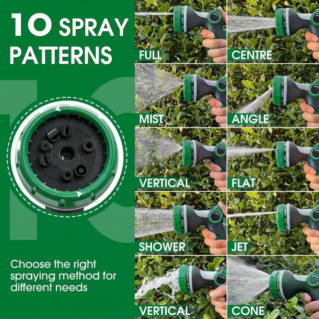Garden Hose Nozzles,Hose Spray Nozzle with Adjustable 10 Watering Patterns