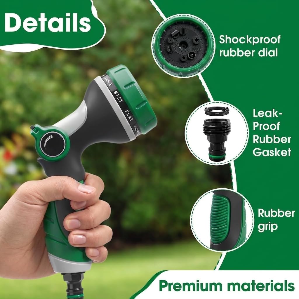 Garden Hose Nozzles,Hose Spray Nozzle with Adjustable 10 Watering Patterns