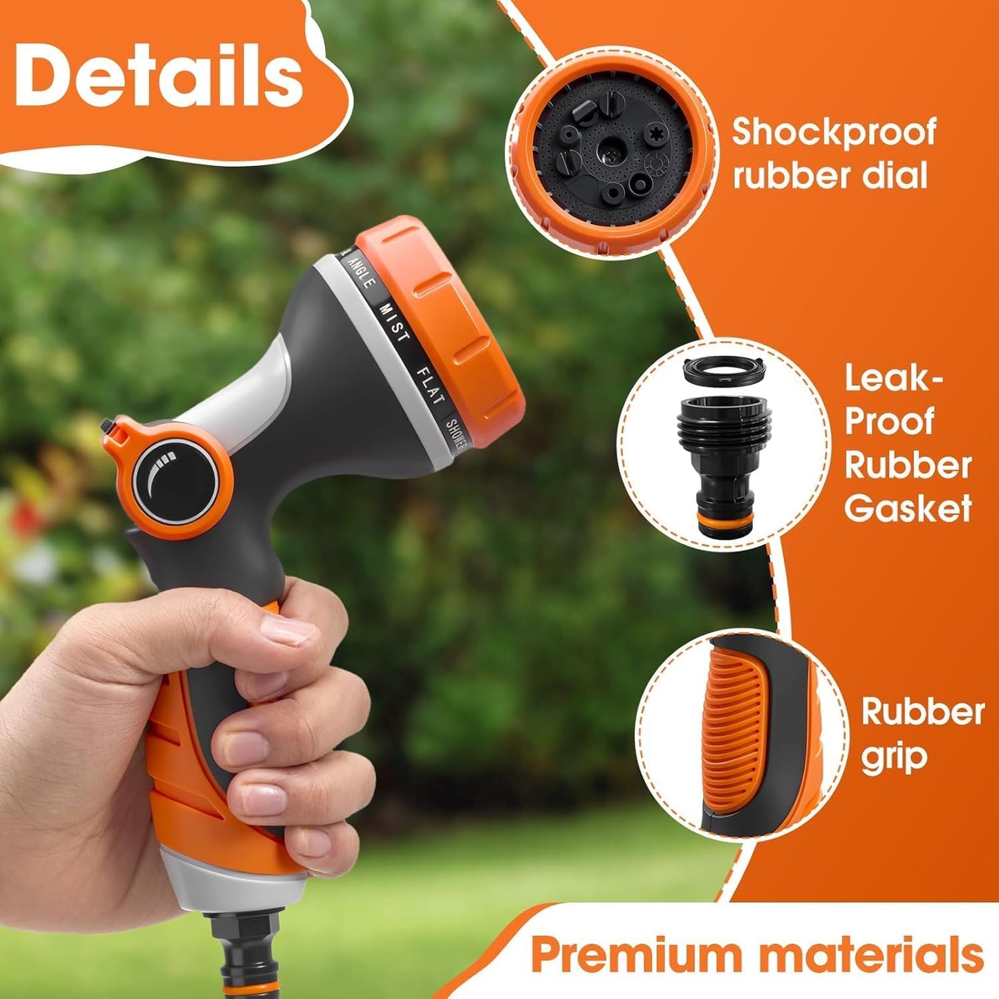 Garden Hose Nozzles,Hose Spray Nozzle with Adjustable 10 Watering Patterns