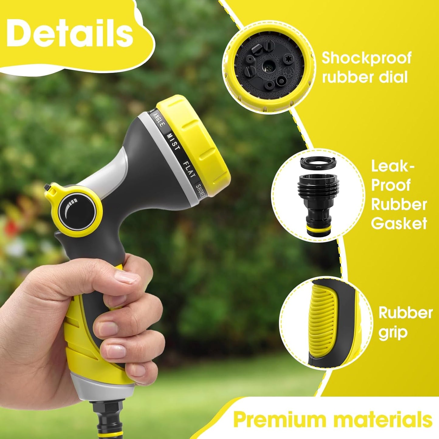 Garden Hose Nozzles,Hose Spray Nozzle with Adjustable 10 Watering Patterns
