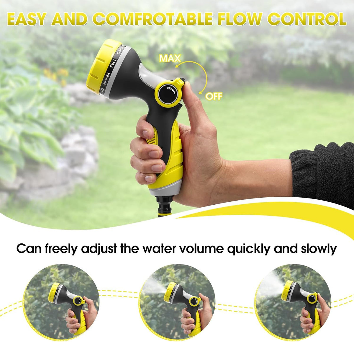 Garden Hose Nozzles,Hose Spray Nozzle with Adjustable 10 Watering Patterns