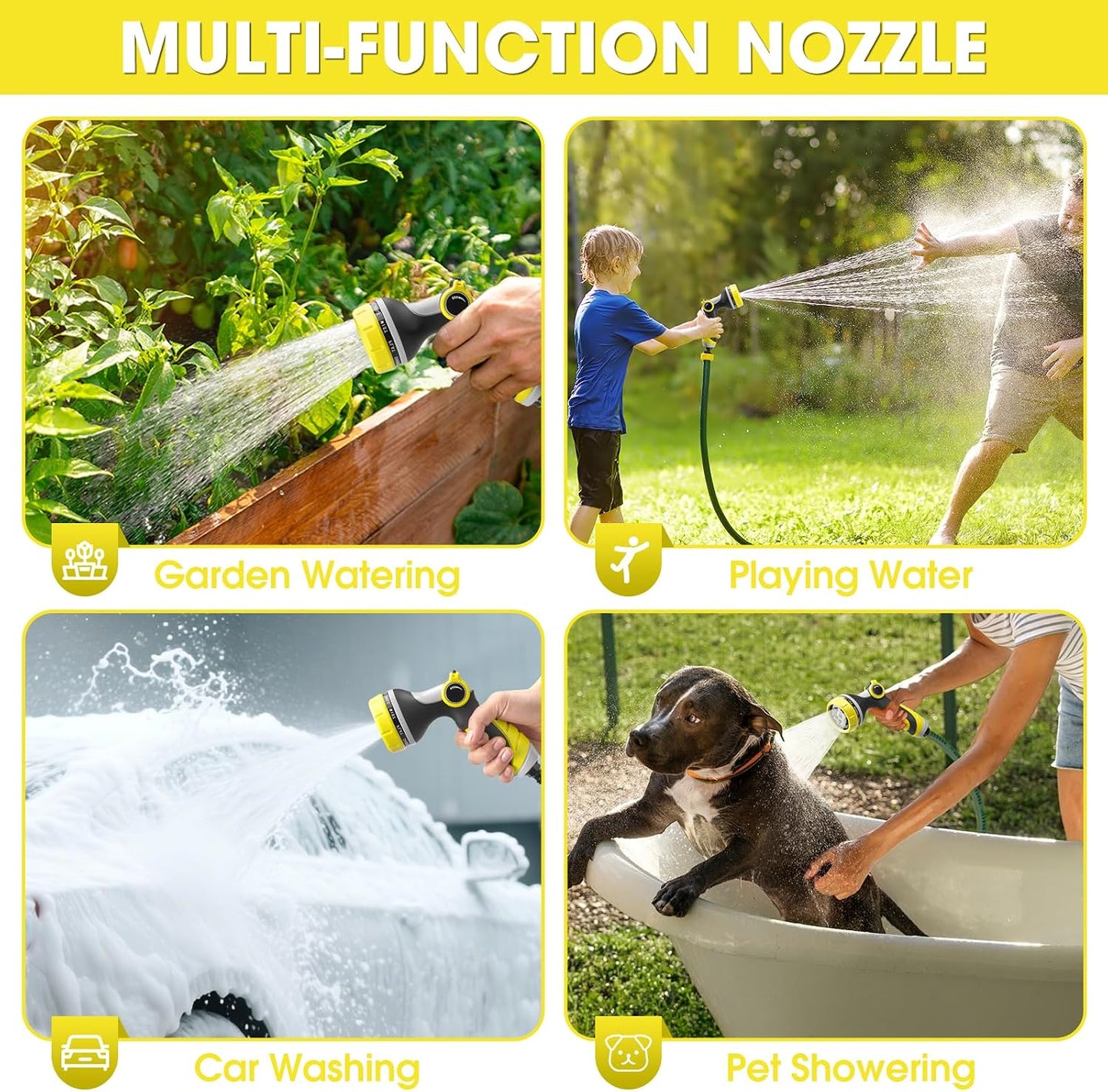 Garden Hose Nozzles,Hose Spray Nozzle with Adjustable 10 Watering Patterns