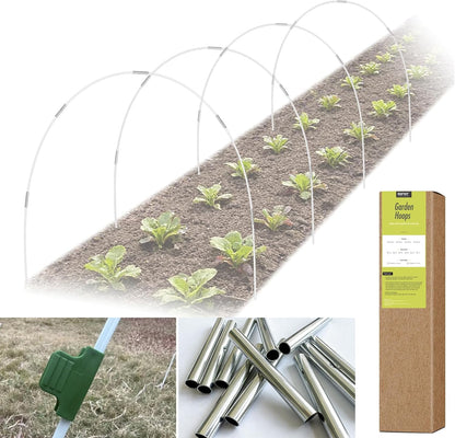 24 PCS Garden Hoops for Raised Beds, Greenhouse Hoops Kit Long Grow Tunnel for Row Cover, Rust-Free Fiberglass Garden Support Poles for Insect Mesh Netting Freeze Plant Cover Frame