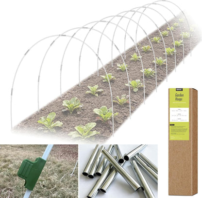 24 PCS Garden Hoops for Raised Beds, Greenhouse Hoops Kit Long Grow Tunnel for Row Cover, Rust-Free Fiberglass Garden Support Poles for Insect Mesh Netting Freeze Plant Cover Frame