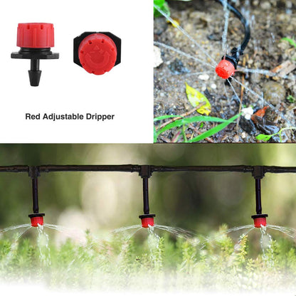 MSDADA Garden 50Ft Automatic Irrigation System, 1/4" Blank Distribution Plant Watering Irrigation Kit Accessories Include Atomizing Nozzle Mister Dripper for Garden, Greenhouse, Flower Bed