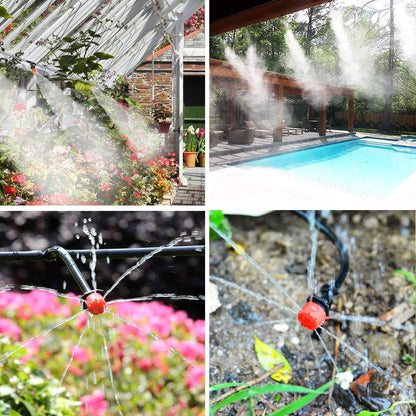 MSDADA Garden 50Ft Automatic Irrigation System, 1/4" Blank Distribution Plant Watering Irrigation Kit Accessories Include Atomizing Nozzle Mister Dripper for Garden, Greenhouse, Flower Bed