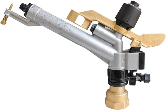 1.5" Irrigation Impact Sprinkler Gun, Zinc Alloy Body, 360 Adjustable Rain Spray Gun, Large Area Water Irrigation Tool for Agriculture Lawn