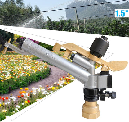1.5" Irrigation Impact Sprinkler Gun, Zinc Alloy Body, 360 Adjustable Rain Spray Gun, Large Area Water Irrigation Tool for Agriculture Lawn