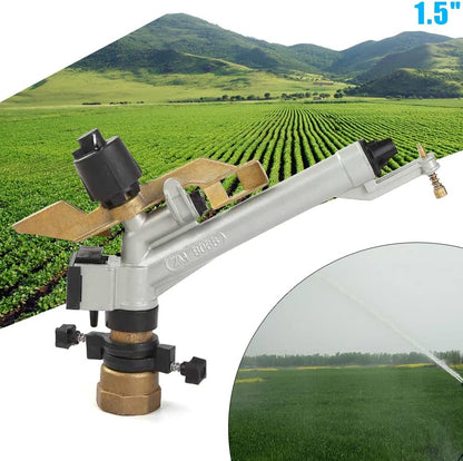 1.5" Irrigation Impact Sprinkler Gun, Zinc Alloy Body, 360 Adjustable Rain Spray Gun, Large Area Water Irrigation Tool for Agriculture Lawn