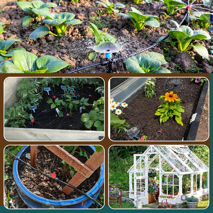 55FT Quick-Connect Drip Irrigation Kit, Garden Watering System DIY Automatic Irrigation Equipment Set for Lawn Raised Bed Greenhouse Plant Watering with 1/4'' Tubing, Drip Emitters, Connectors