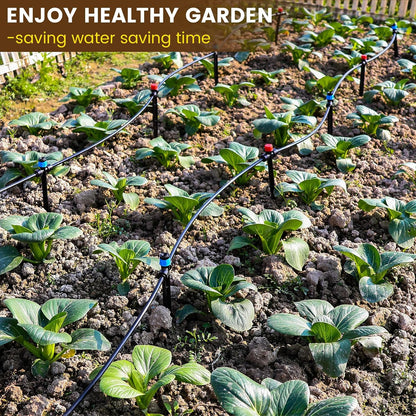55FT Quick-Connect Drip Irrigation Kit, Garden Watering System DIY Automatic Irrigation Equipment Set for Lawn Raised Bed Greenhouse Plant Watering with 1/4'' Tubing, Drip Emitters, Connectors
