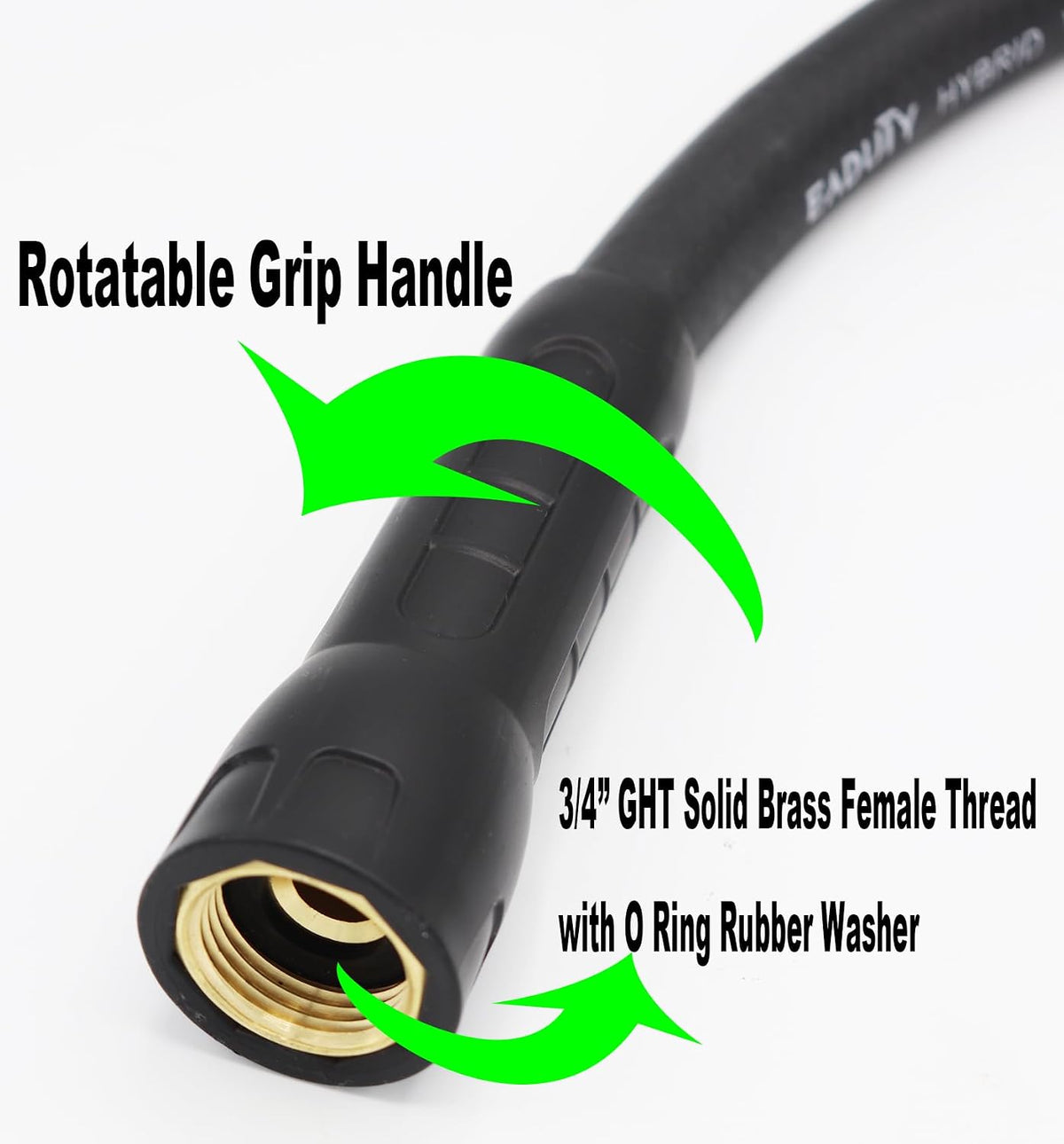 Hybrid Lead In Garden Hose 5/8 IN. x 6 FT, Heavy Duty, Lightweight, Flexible with Rotatable Grip Handle and Solid Brass Fittings