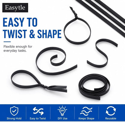 400 Pcs Twist Ties for Bags 5" Cable Ties Bag Twist Ties for Cord Twist Bread Ties Reusable Black Plastic Coated Ties Heavy Duty Bread Ties Twist Wire Ties for Household and Office Use