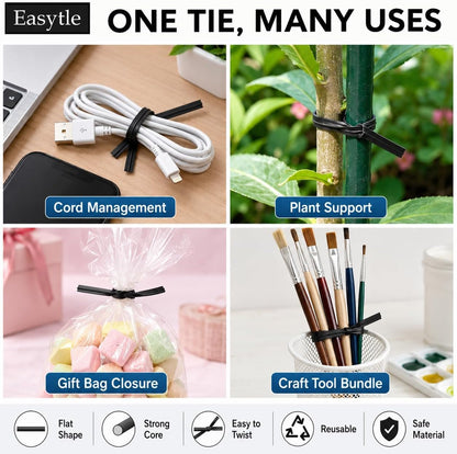 400 Pcs Twist Ties for Bags 5" Cable Ties Bag Twist Ties for Cord Twist Bread Ties Reusable Black Plastic Coated Ties Heavy Duty Bread Ties Twist Wire Ties for Household and Office Use