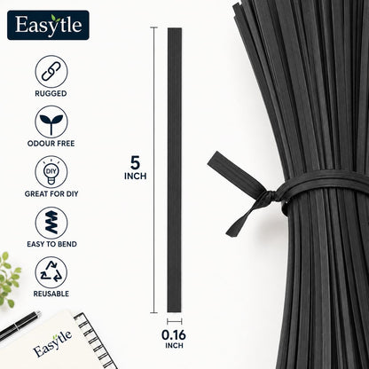 400 Pcs Twist Ties for Bags 5" Cable Ties Bag Twist Ties for Cord Twist Bread Ties Reusable Black Plastic Coated Ties Heavy Duty Bread Ties Twist Wire Ties for Household and Office Use