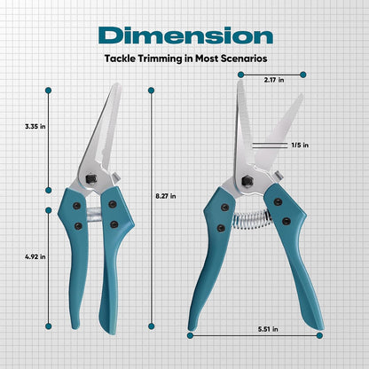 8" Scissors All Purpose Heavy Duty, Ultra sharp Tin Snips with Cable Notch, Finely Serrated Angled-Blades - Industrial Scissors for Carpet, Cardboard, Sheet Metal, Leather, Insulation, Wires