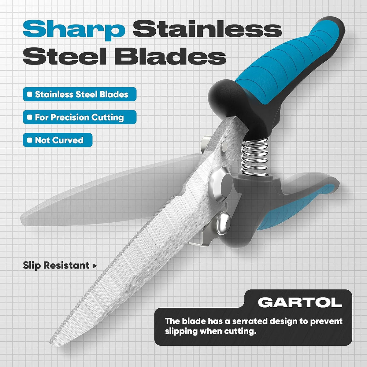 8" Scissors All Purpose Heavy Duty, Ultra sharp Tin Snips with Cable Notch, Finely Serrated Angled-Blades - Industrial Scissors for Carpet, Cardboard, Sheet Metal, Leather, Insulation, Wires