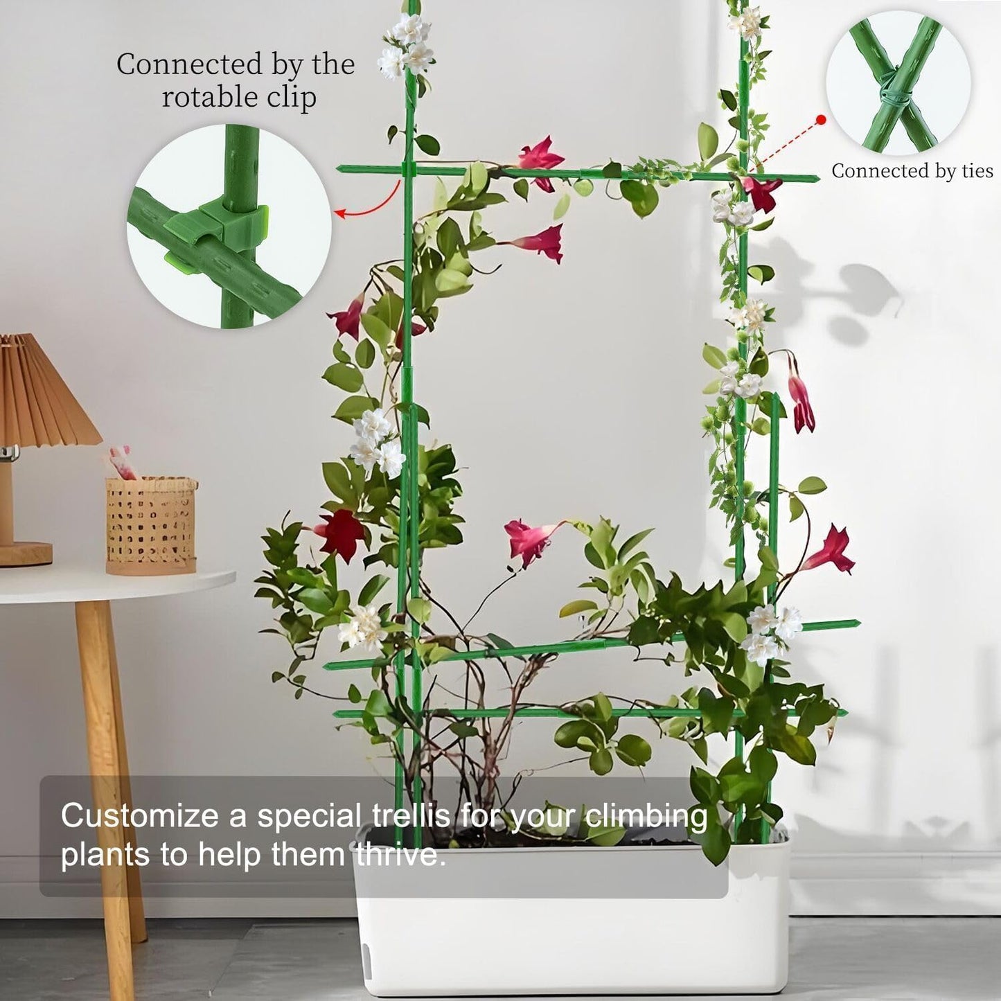 Sturdy Garden Stakes 18 Inch DIY 3/4/5/6/7ft Tomato Support Stake Green Plastic Coated Metal Tall Plant Stick Poles Plants Trellis for Indoor Outdoor Climbing Cucumber Chili Eggplant-20 Packs