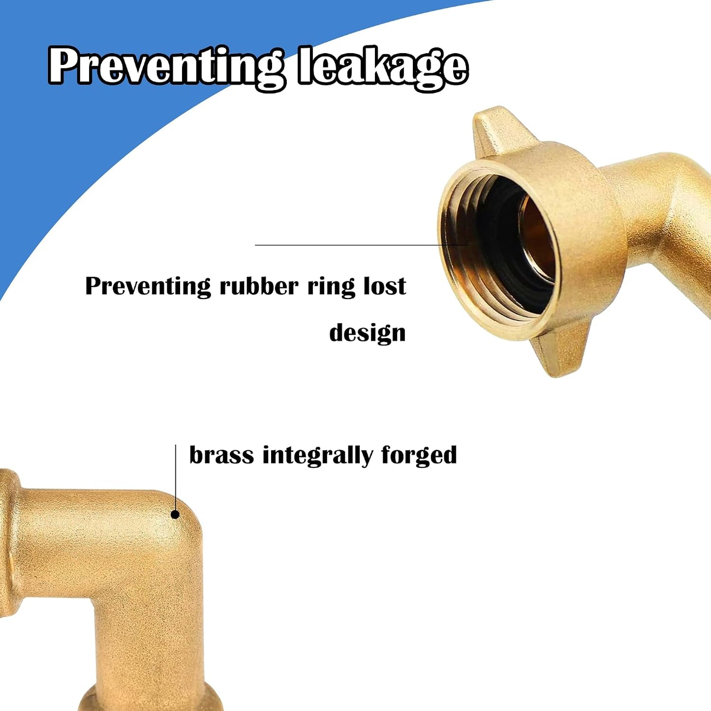 2 Pack 90 Degree Garden Hose Elbow Connectors, 3/4" Brass Hose Elbow with 2 Washers, Hose Adapter for RV Water Hookups Residential Outdoor Faucets