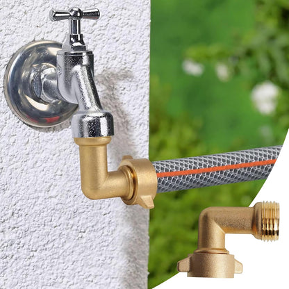 2 Pack 90 Degree Garden Hose Elbow Connectors, 3/4" Brass Hose Elbow with 2 Washers, Hose Adapter for RV Water Hookups Residential Outdoor Faucets