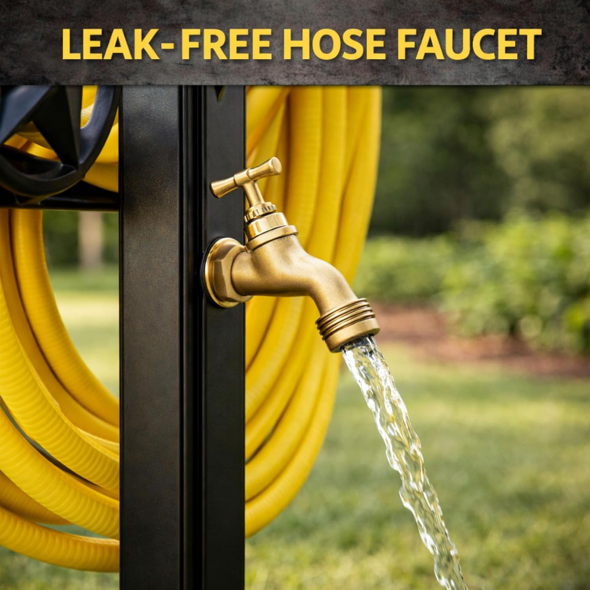 Garden Hose Holder - Upgraded Water Hose Hanger Holds 125ft, Heavy Duty Freestanding Garden Hose Reel Hanger for Outside Yard & Lawn (With Faucet)