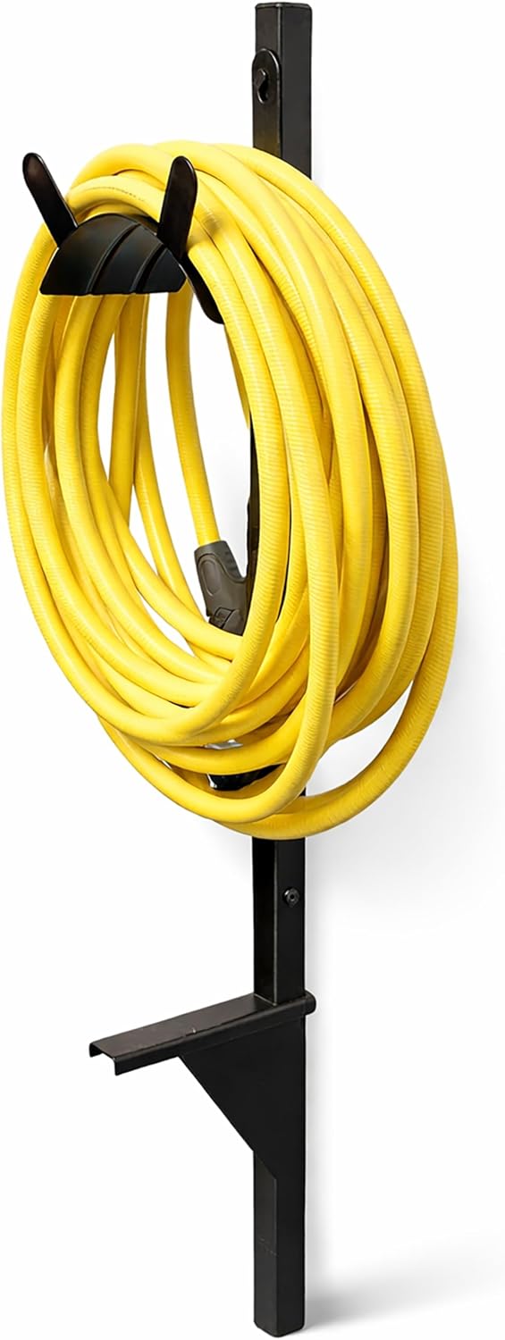 Garden Hose Holder - Upgraded Water Hose Hanger Holds 125ft, Heavy Duty Freestanding Garden Hose Reel Hanger for Outside Yard & Lawn (With Faucet)