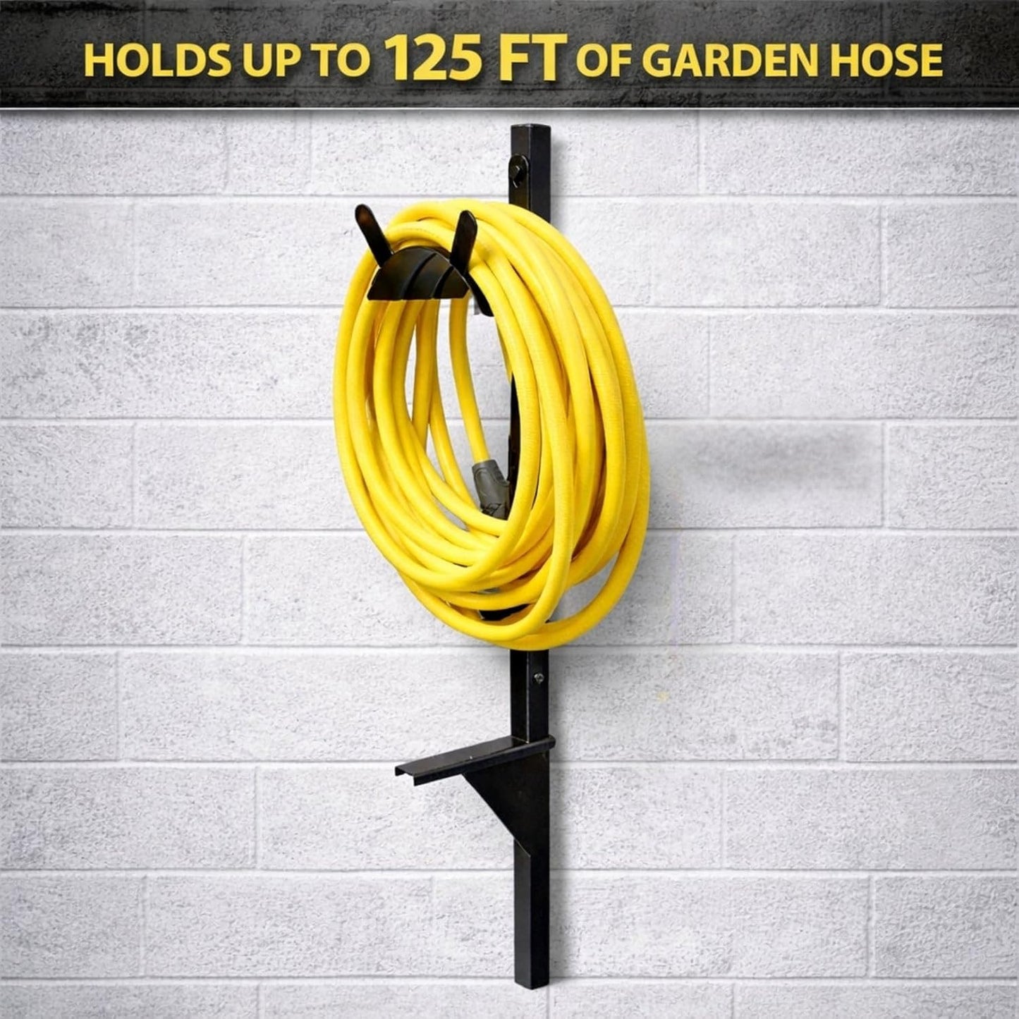 Garden Hose Holder - Upgraded Water Hose Hanger Holds 125ft, Heavy Duty Freestanding Garden Hose Reel Hanger for Outside Yard & Lawn (With Faucet)