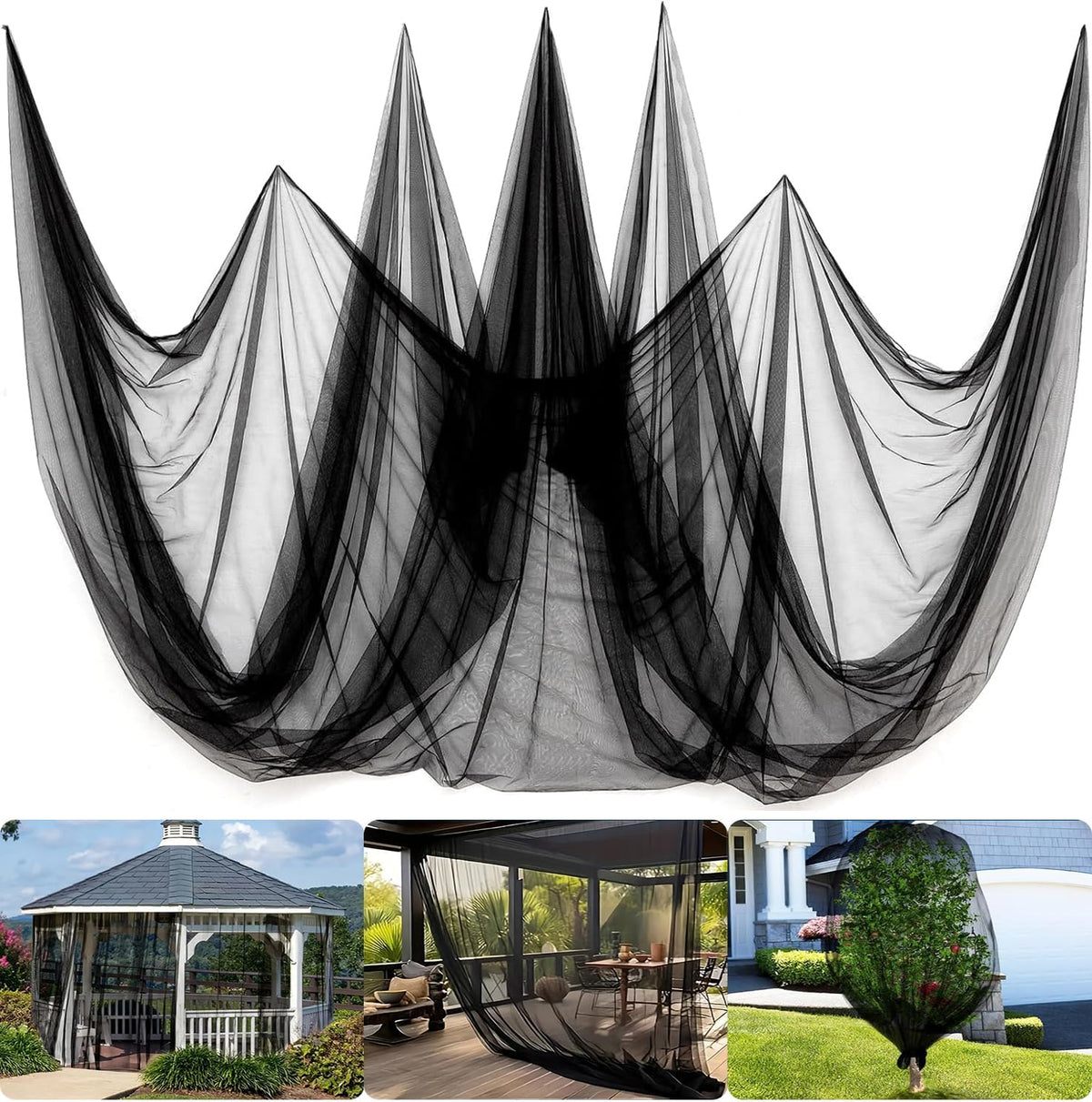 Mosquito Net for Patio & Garden Mesh Screen Breathable Insect Bug Bird Netting for Plants, Trees, Outdoor Tents, DIY Protection Free Cutting Black/4 * 2.4M