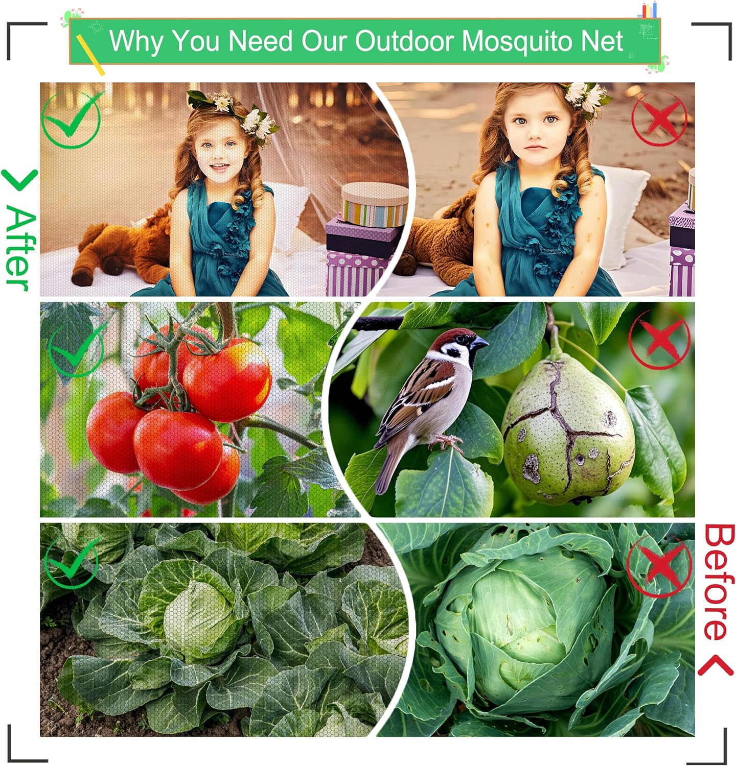 Mosquito Net for Patio & Garden Mesh Screen Breathable Insect Bug Bird Netting for Plants, Trees, Outdoor Tents, DIY Protection Free Cutting Black/4 * 2.4M