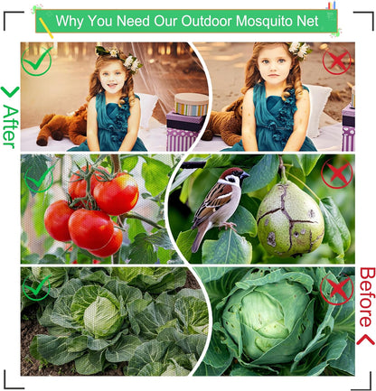 Mosquito Net for Patio & Garden Mesh Screen Breathable Insect Bug Bird Netting for Plants, Trees, Outdoor Tents, DIY Protection Free Cutting Black/4 * 2.4M