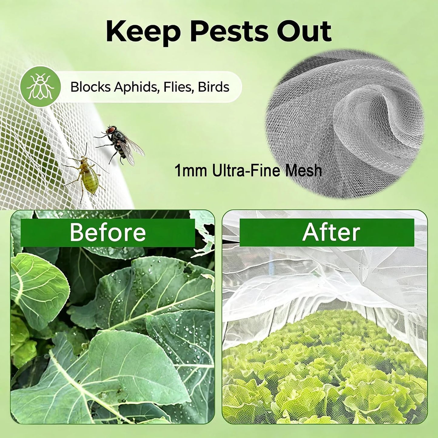 Mosquito Net for Patio & Garden Mesh Screen Breathable Insect Bug Bird Netting for Plants, Trees, Outdoor Tents, DIY Protection Free Cutting Black/4 * 2.4M