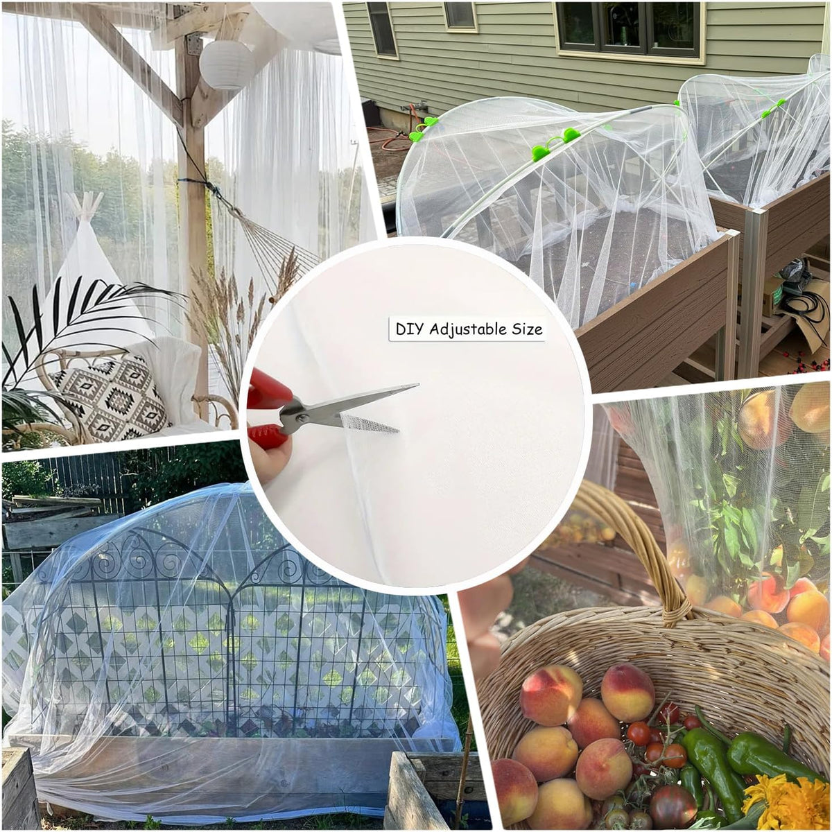Mosquito Net for Patio & Garden Mesh Screen Breathable Insect Bug Bird Netting for Plants, Trees, Outdoor Tents, DIY Protection Free Cutting Black/4 * 2.4M