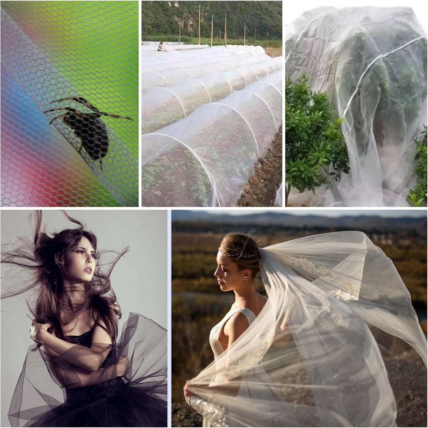Mosquito Net for Patio & Garden Mesh Screen Breathable Insect Bug Bird Netting for Plants, Trees, Outdoor Tents, DIY Protection Free Cutting Black/4 * 2.4M