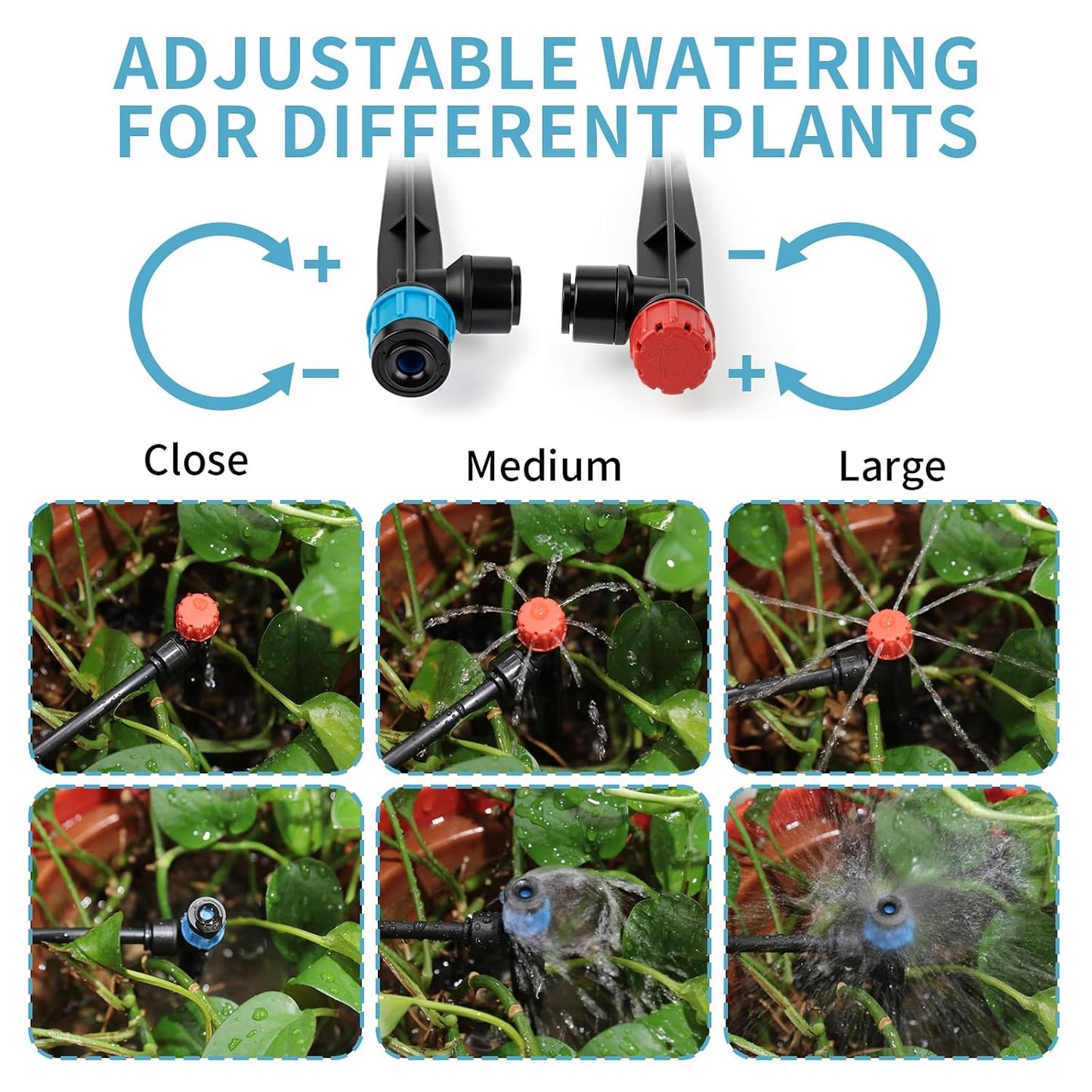 240FT Drip Irrigation System Kit, Garden Watering Misting System - 40FT 1/2" Main Tube & 200FT 1/4" Distribution Tubing - Adjustable Nozzles & Sprinklers for Garden Greenhouse, Lawn, Potted Plants