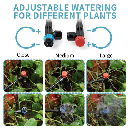 240FT Drip Irrigation System Kit, Garden Watering Misting System - 40FT 1/2" Main Tube & 200FT 1/4" Distribution Tubing - Adjustable Nozzles & Sprinklers for Garden Greenhouse, Lawn, Potted Plants