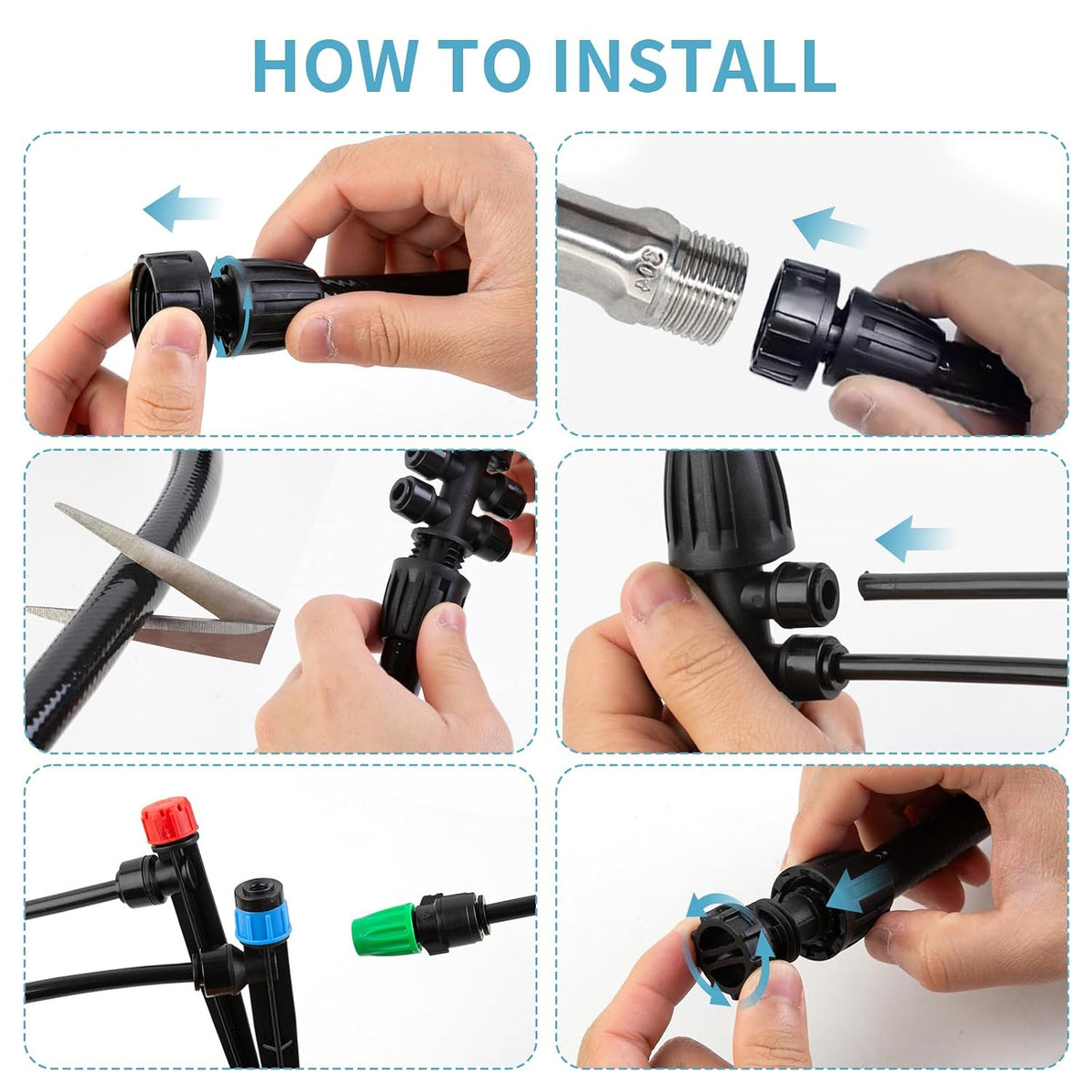 240FT Drip Irrigation System Kit, Garden Watering Misting System - 40FT 1/2" Main Tube & 200FT 1/4" Distribution Tubing - Adjustable Nozzles & Sprinklers for Garden Greenhouse, Lawn, Potted Plants
