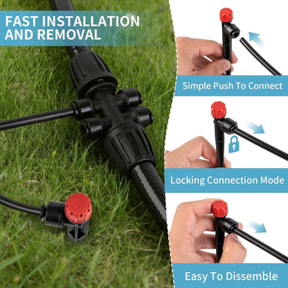 240FT Drip Irrigation System Kit, Garden Watering Misting System - 40FT 1/2" Main Tube & 200FT 1/4" Distribution Tubing - Adjustable Nozzles & Sprinklers for Garden Greenhouse, Lawn, Potted Plants