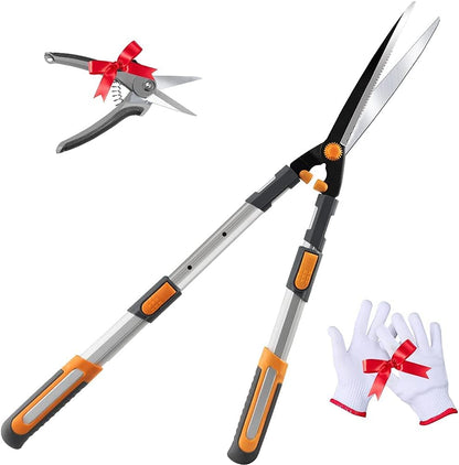 AIRAJ Telescopic Hedge Clippers & Shears,Extendable Hedge Clippers Heavy Duty,7.5" Sharp Pruning Shears,Garden Trimmers,Hand Loppers,Grass Clippers Shears Set,for Trimming Borders,Boxwood,and Bushes