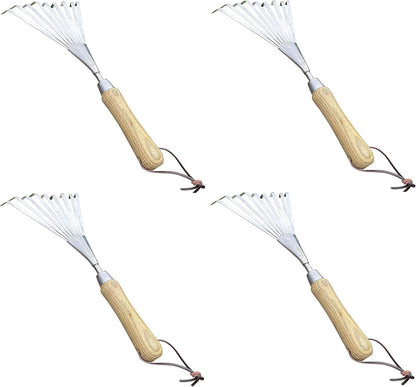 Eco Hand Rake Soil Tiller- 100% Recycled Stainless Steel - Rust Resistant - FSC Certified Wood Ergonomic Handle - Great for Gardening, Cultivating, Loosening Soil & Spreading Mulch