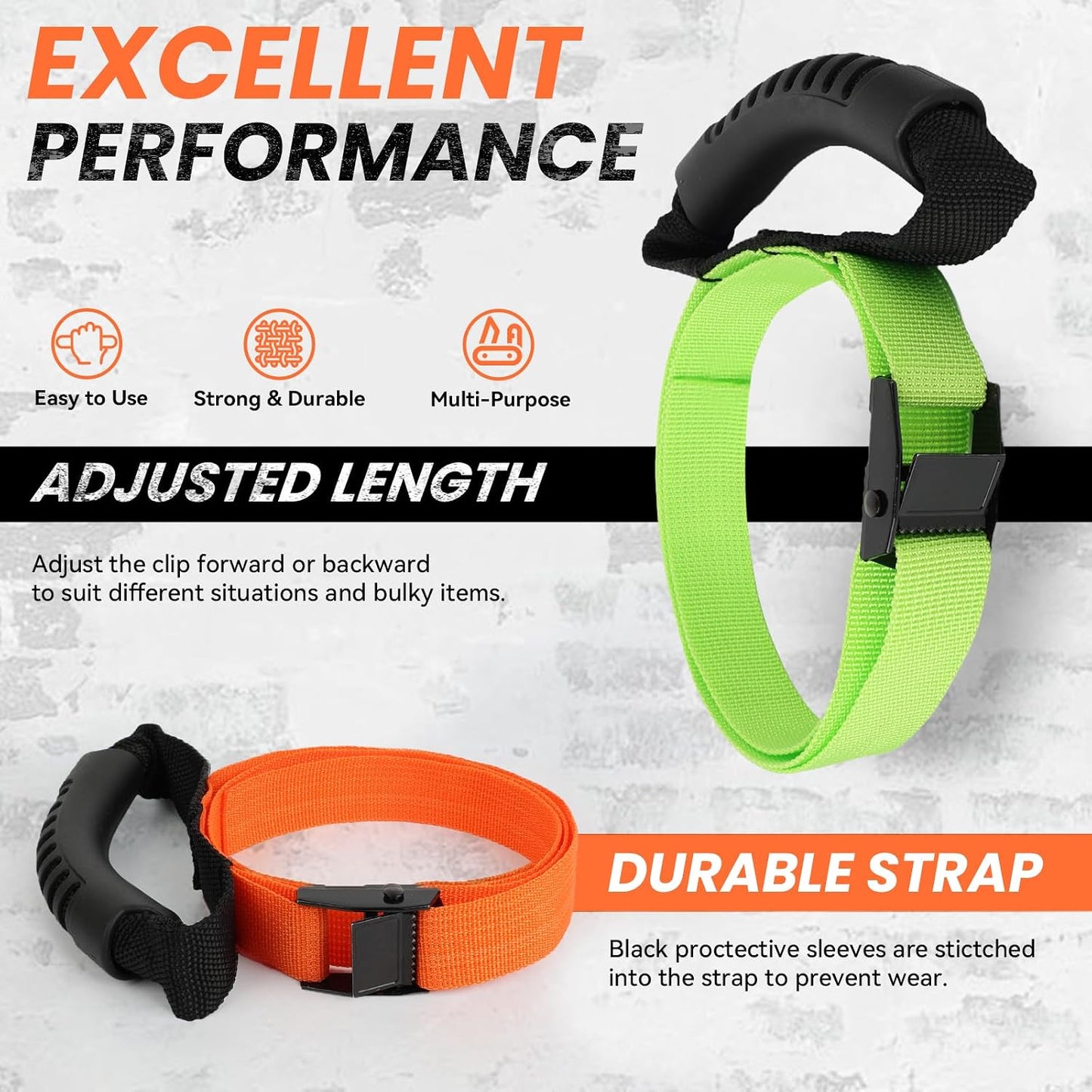 Heavy Duty Storage Straps with Handle, 2 Pack